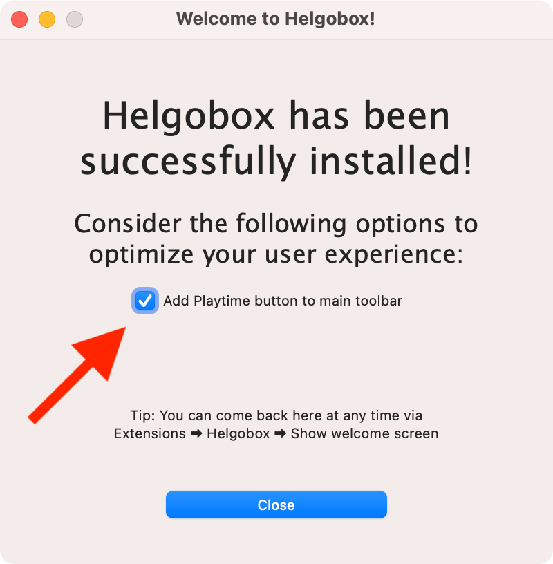 Screenshot of Helgobox Welcome Screen