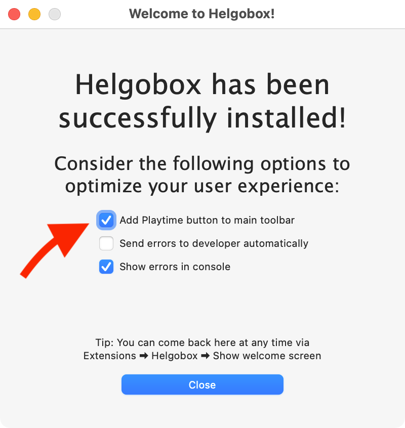 Screenshot of Helgobox Welcome Screen